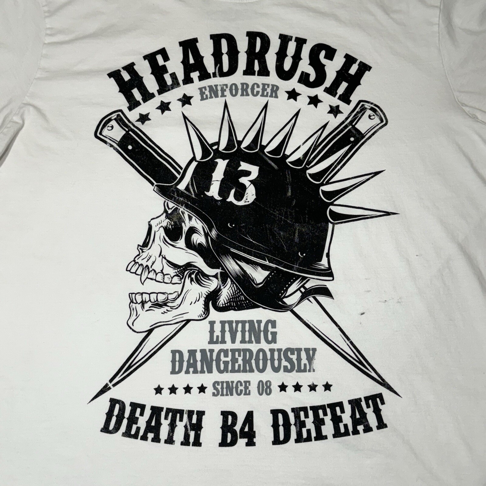 Headrush T-Shirt Mens 2XL Death B4 Defeat White Cotton Enforcer gallery