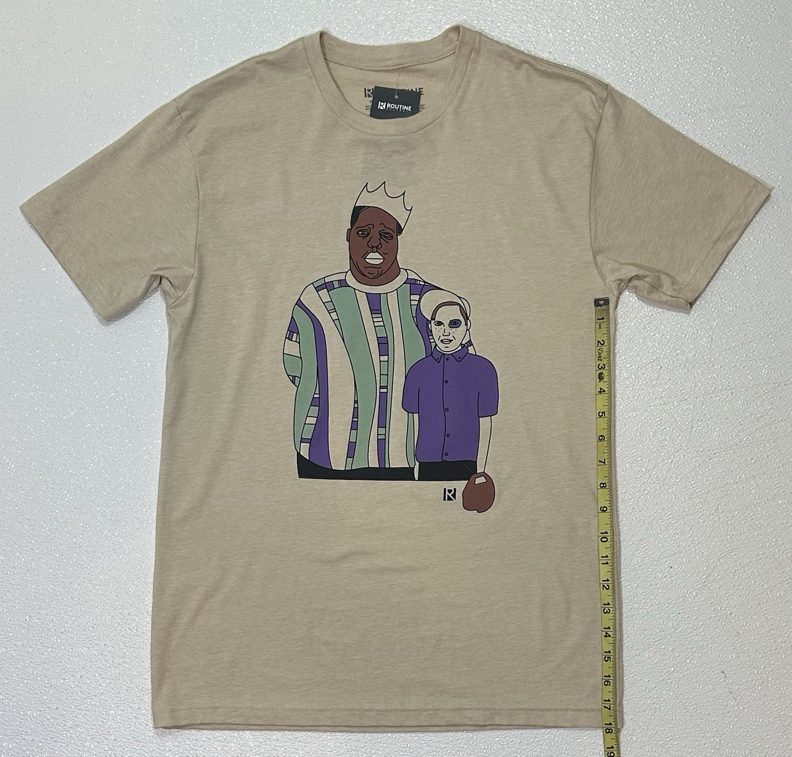 ROUTINE BASEBALL Size Medium Beige Biggie Smalls Sandlot T-shirt NWT gallery
