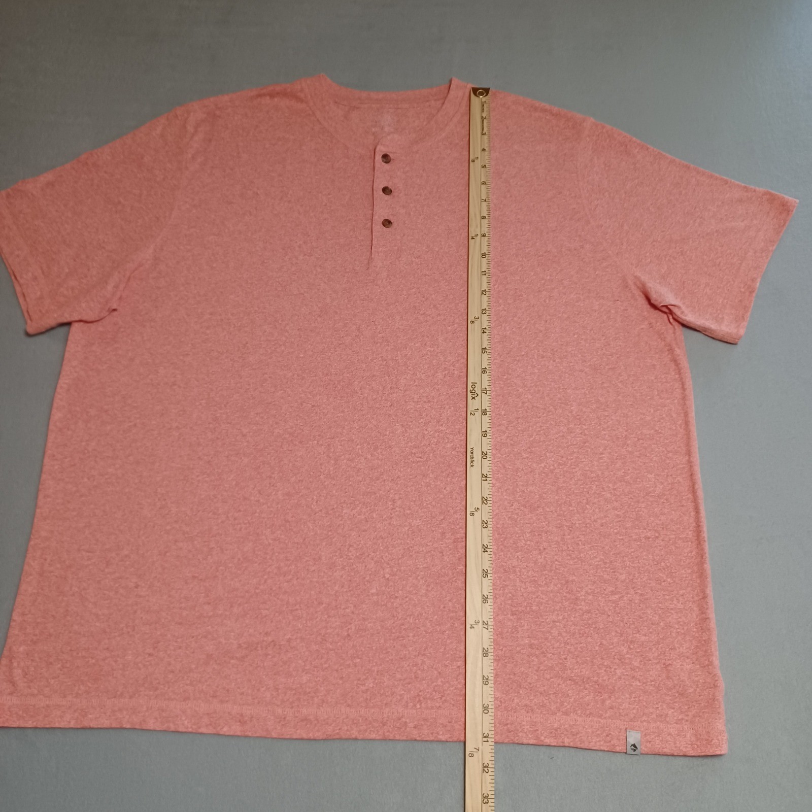 Ocean Coast Mens XXL Henley Shirt Short Sleeve Heather Coral Pink Casual Tee gallery