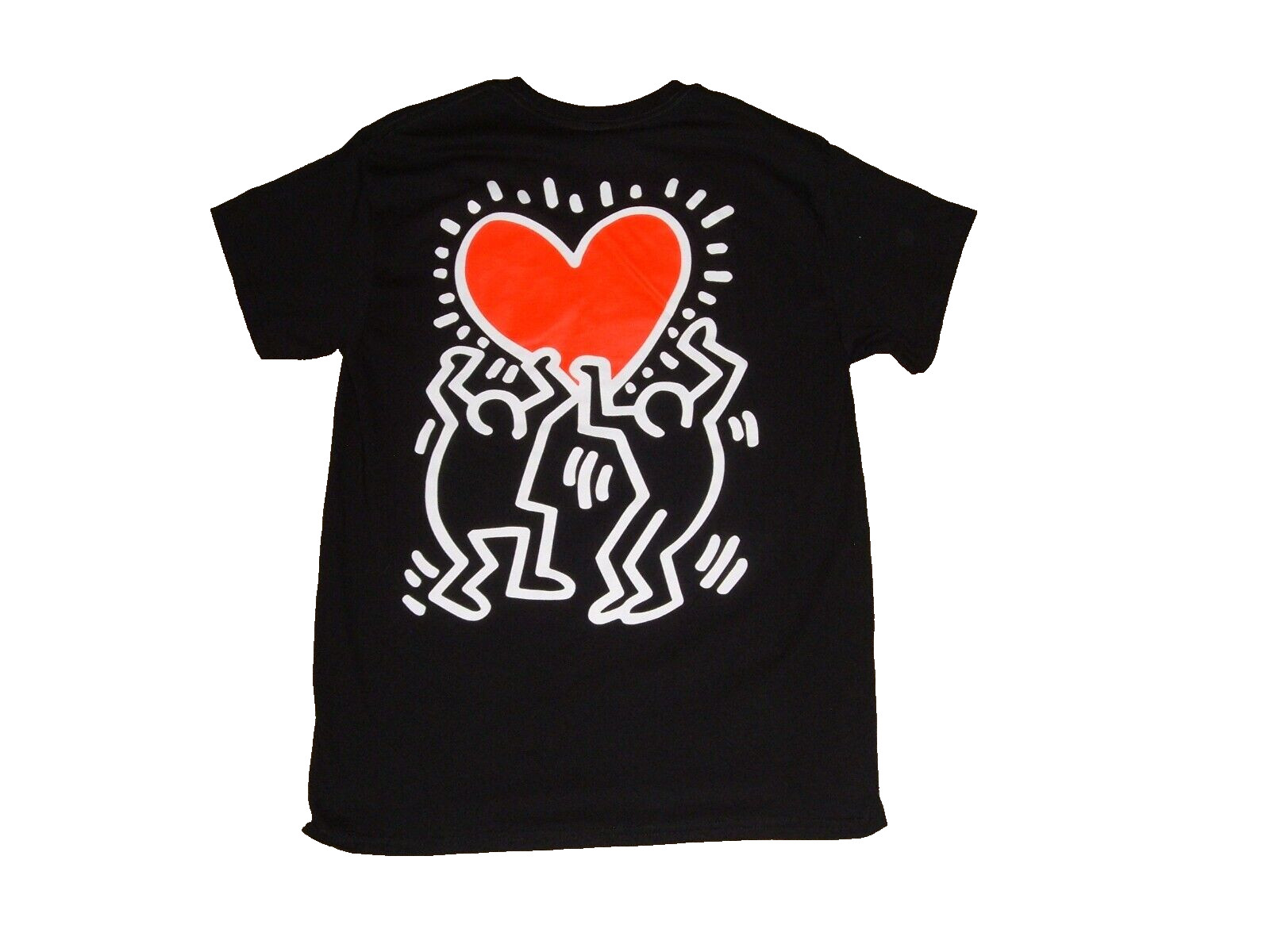 Keith Haring Lot of 2 New " Love " T-shirts Black and Yellow 2-sided Sz Medium gallery
