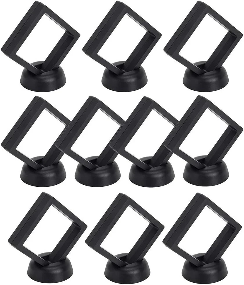 10 Pcs 3D 2.75″ Floating Coin Display Frame Stand Holder Case For Jewelry Coins