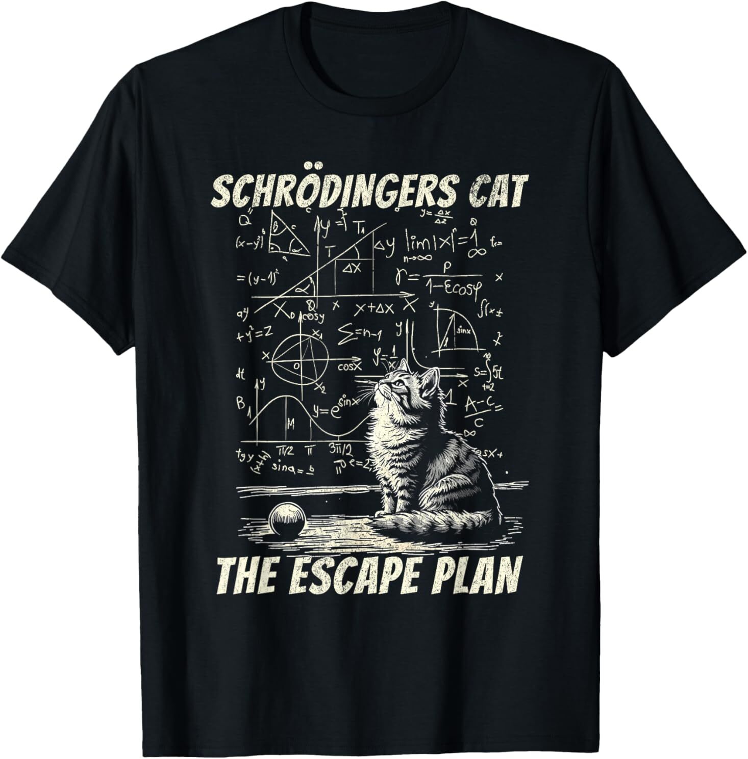 Funny Schrödinger's Cat Escape Plan Science Design T-Shirt gallery