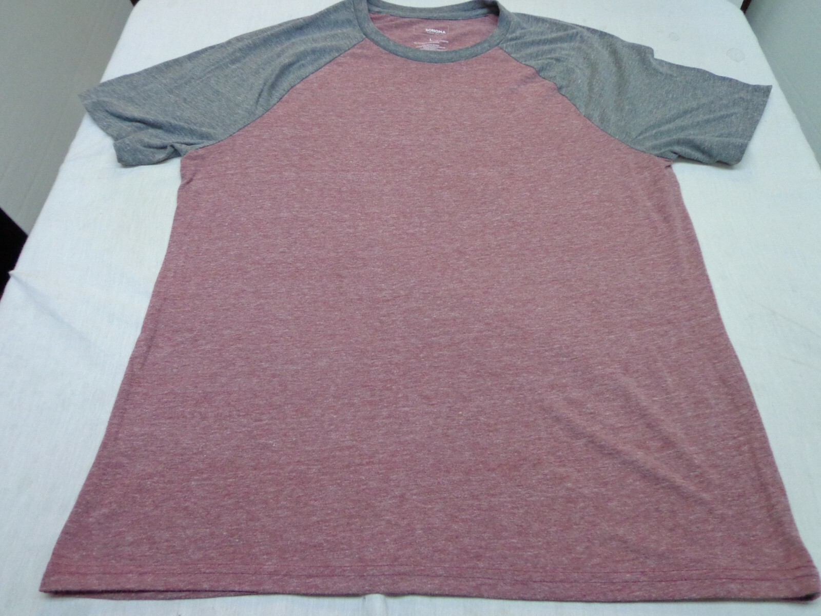 SONOMA Heather Maroon & Gray Two Tone T Shirt Size Large gallery