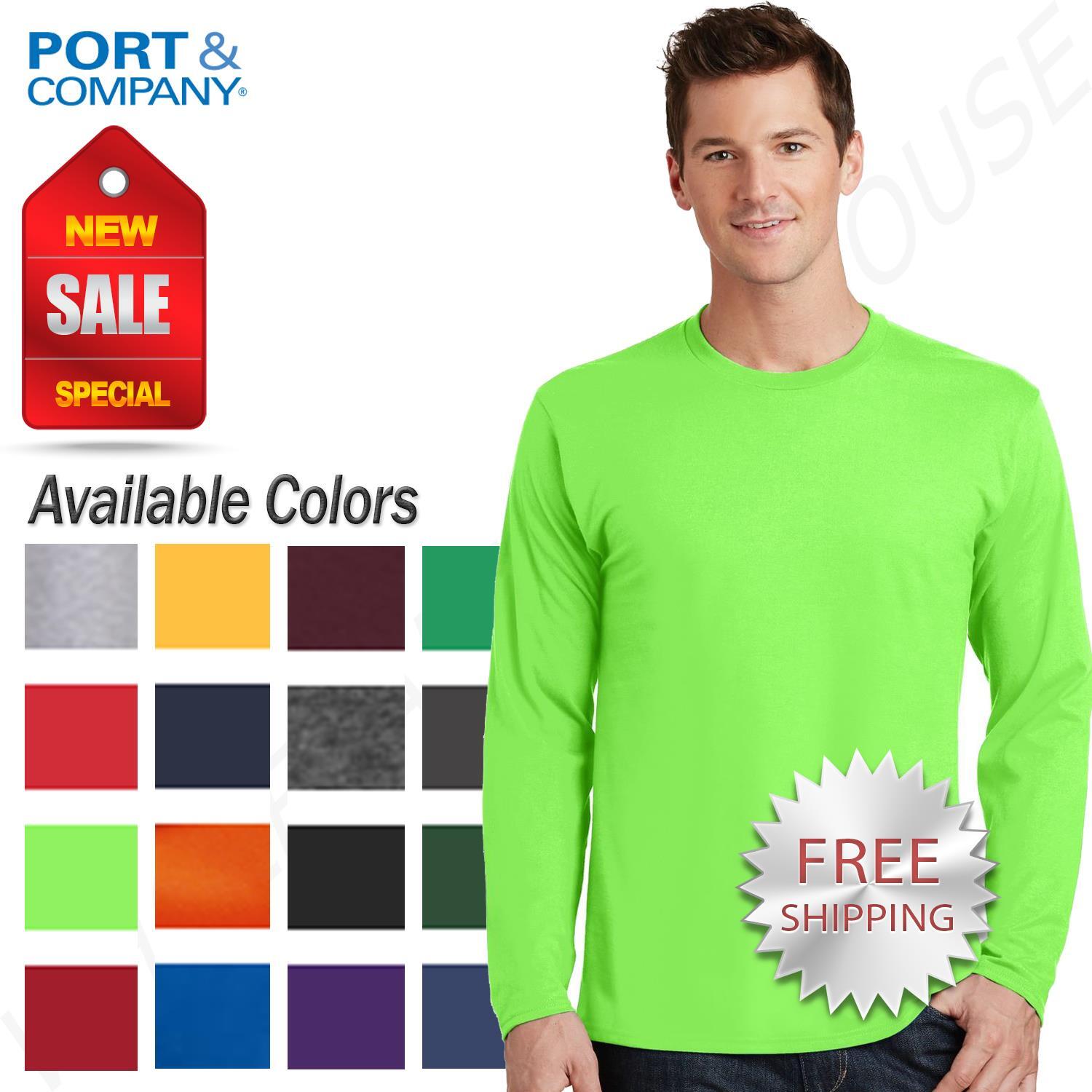 Port & Company Men’s Long Sleeve Crew Neck Fan Favorite Cotton T-Shirt PC450LS