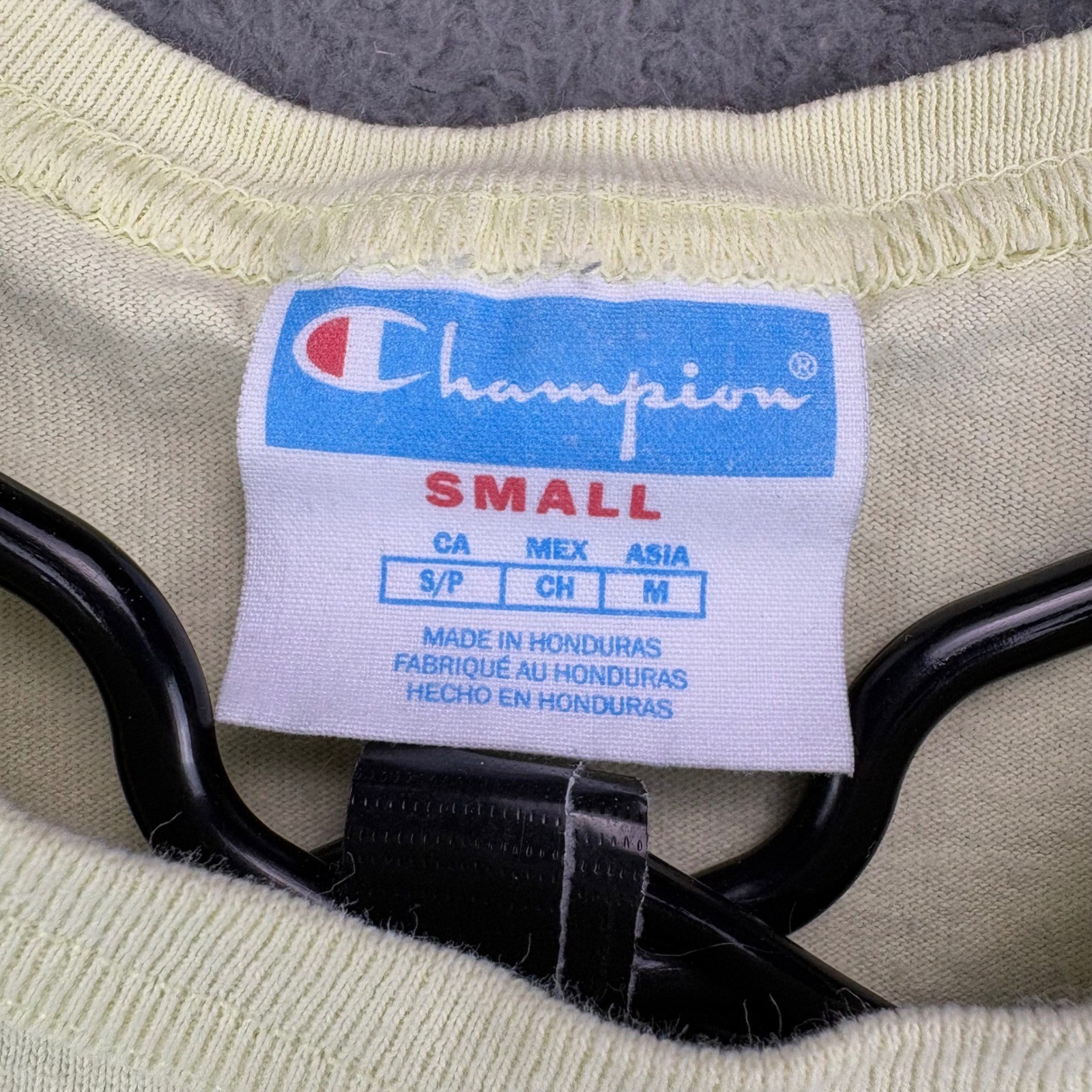 Champion Mens Small T-Shirt Pale Yellow Embroidered Mirror Logo GT19 Cotton gallery
