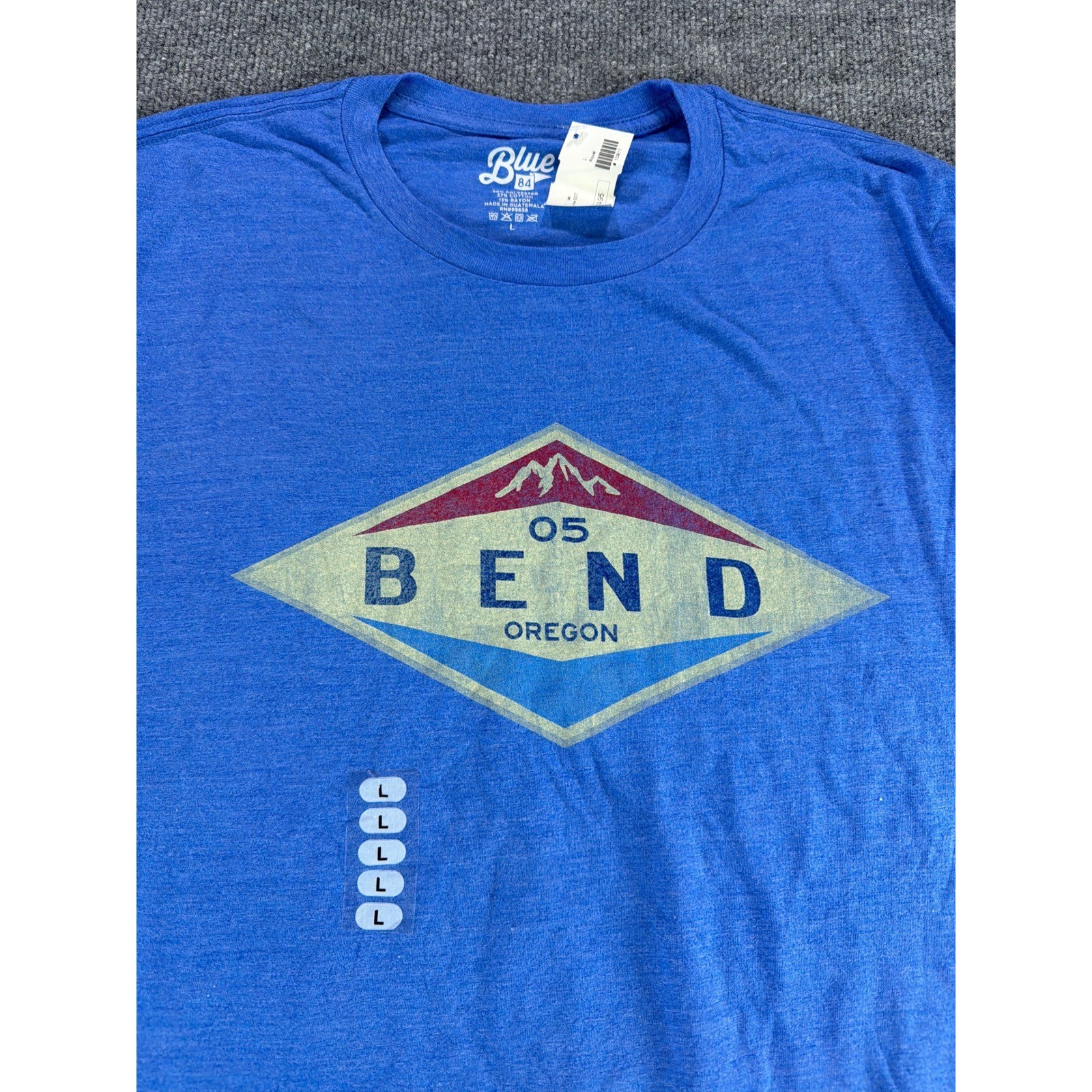 NWT Blue 84 Bend Oregon Graphic T-Shirt Mens Large Royal Blue Heather Tri-Blend gallery