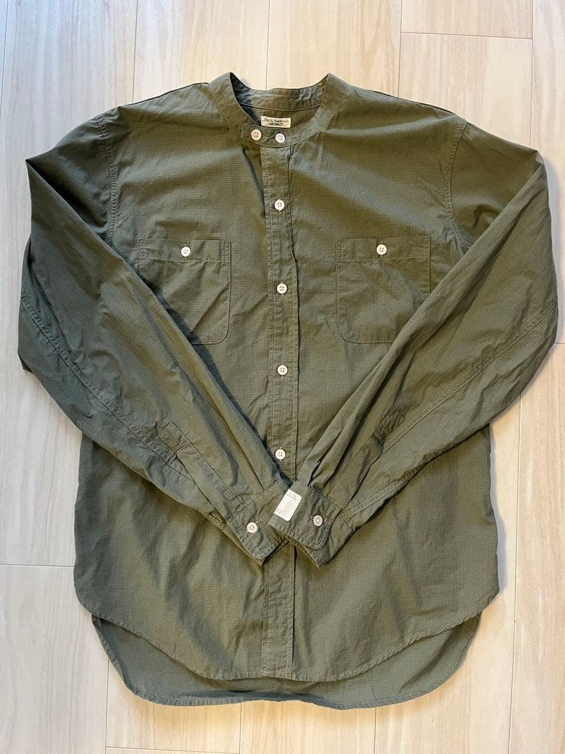 PHIGVEL Olive Band Collar Shirt Size S – Pre-Owned