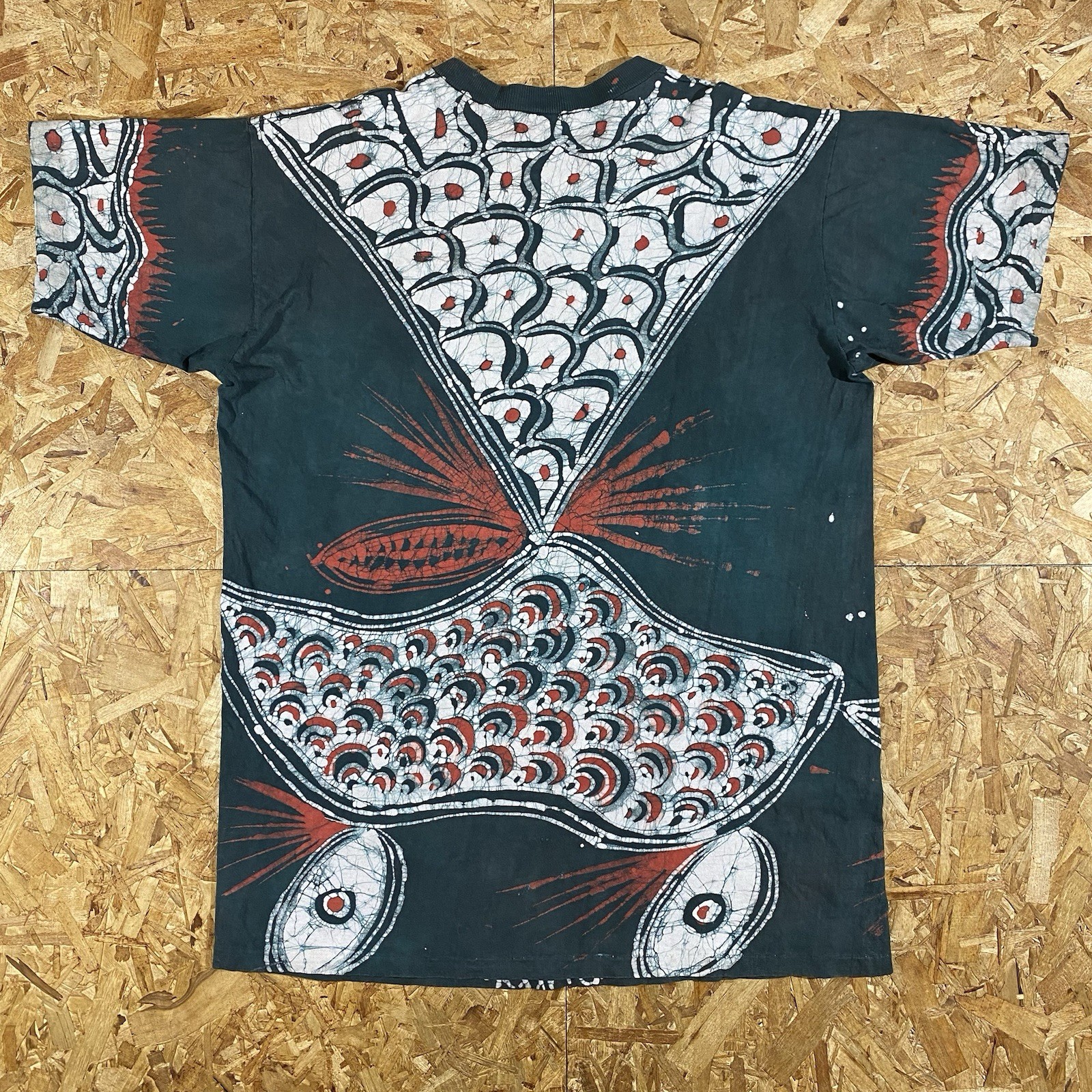 Vintage 90s Batik Bleach Dye Art Single Stitch All Over Print Shirt Size XL gallery