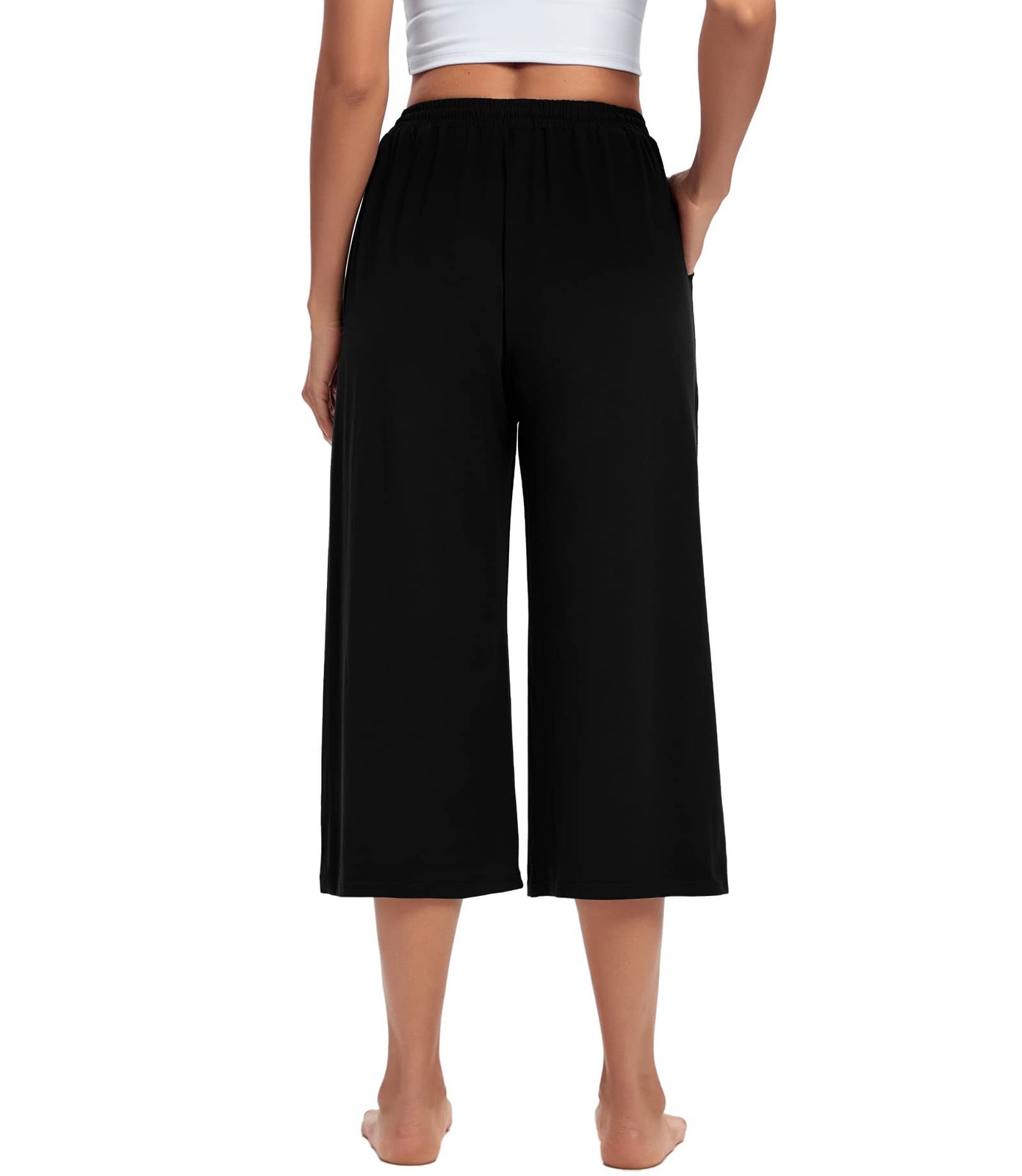 Capris for Women Loose Wide Leg Shorts Yoga Cropped Pajama Pants Pull on Summ... gallery