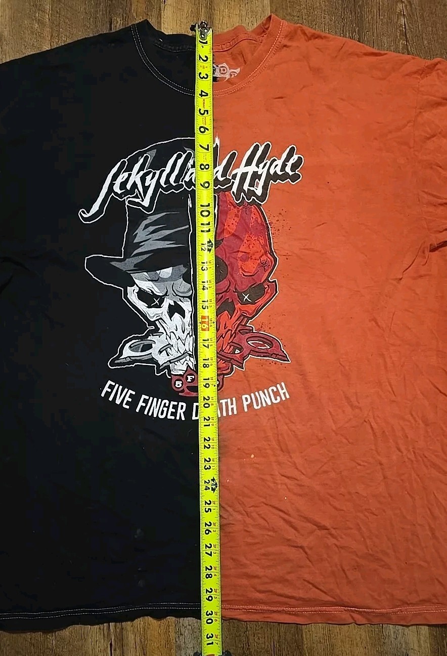 Five Finger Death Punch Black Orange Split Jekyll and Hyde 5FDP Men's XLarge XL gallery