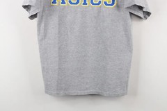 Vintage Asics Mens Size Medium Spell Out Block Letter Short Sleeve T-Shirt Gray