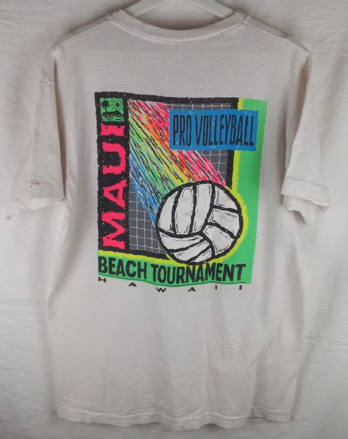 Vintage 90s Maui Beach Volleyball Tournament Double Sided Hawaii Mens Shirt Sz L gallery