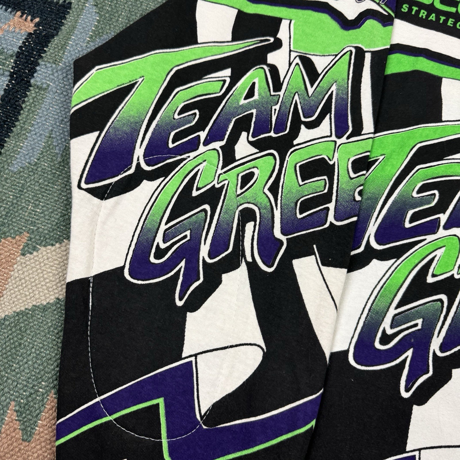 Vintage 90s Team Green Supercross Motorcycle AOP Racing Jersey Shirt Size XL gallery