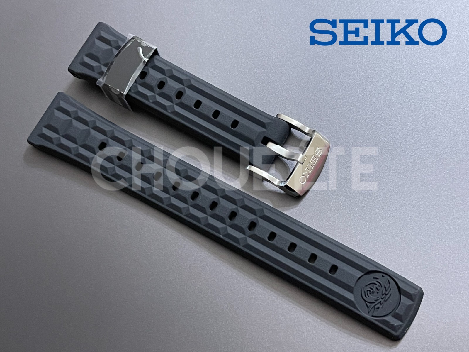 SEIKO Prospex SLA055 SLA057 20mm Black Silicone Rubber Strap R03X011J0 with PINS