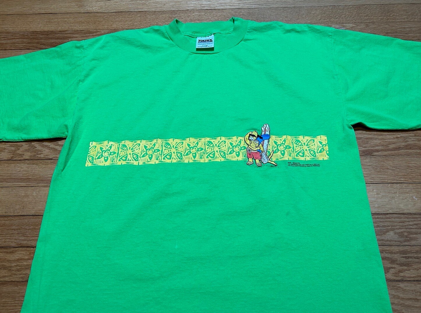 Vtg 90s 1999 The Simpsons Homer Marge Surfing Hawaii Cartoon T-Shirt Size XL gallery