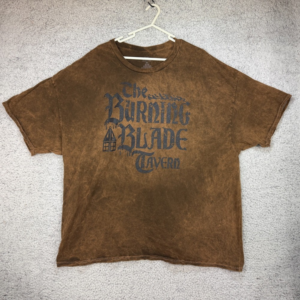 Epic Dark Universe Burning Blade Tavern Acid Wash UV Reactive Adult T-Shirt 3XL