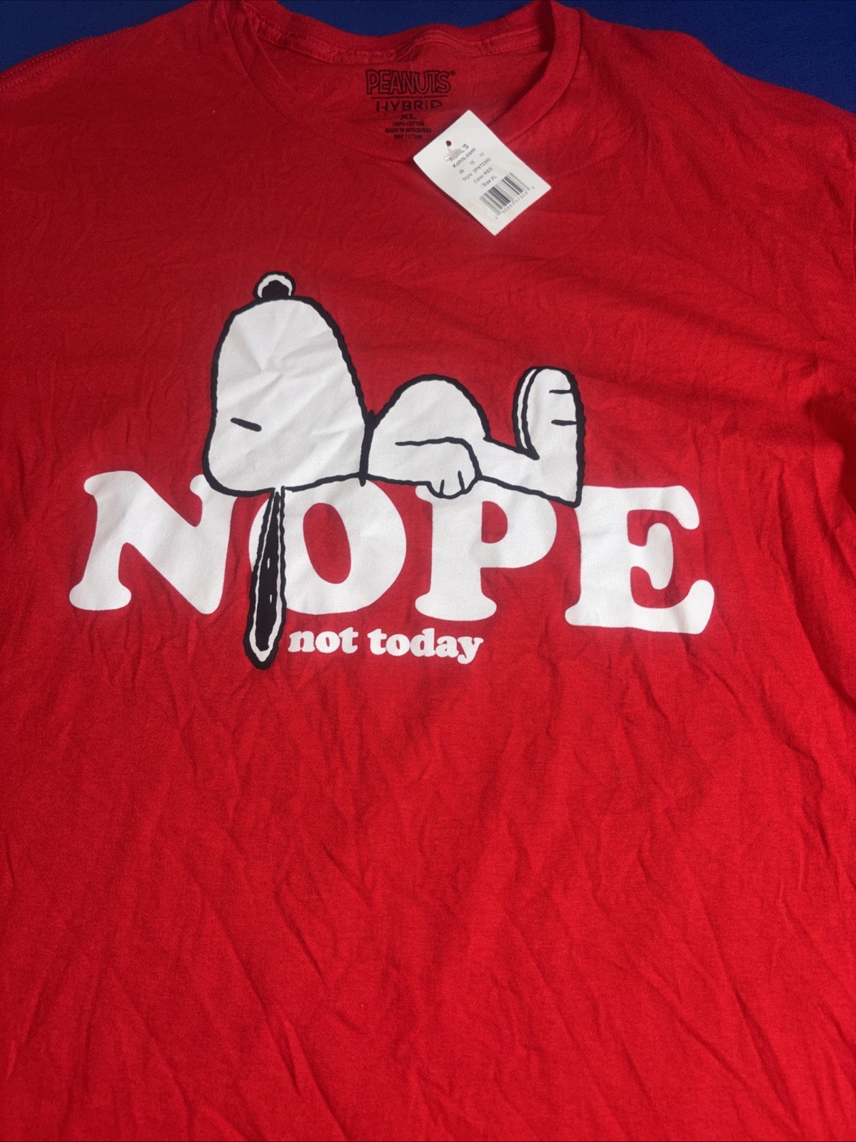 Peanuts Snoopy "Nope Not Today " Mens XL T-Shirt Graphic Red New gallery