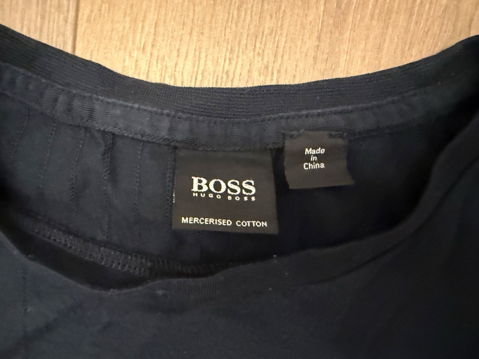 Hugo Boss Mens M Mercerised Cotton Crew Neck Tee Navy Blue Classic Modern Medium gallery