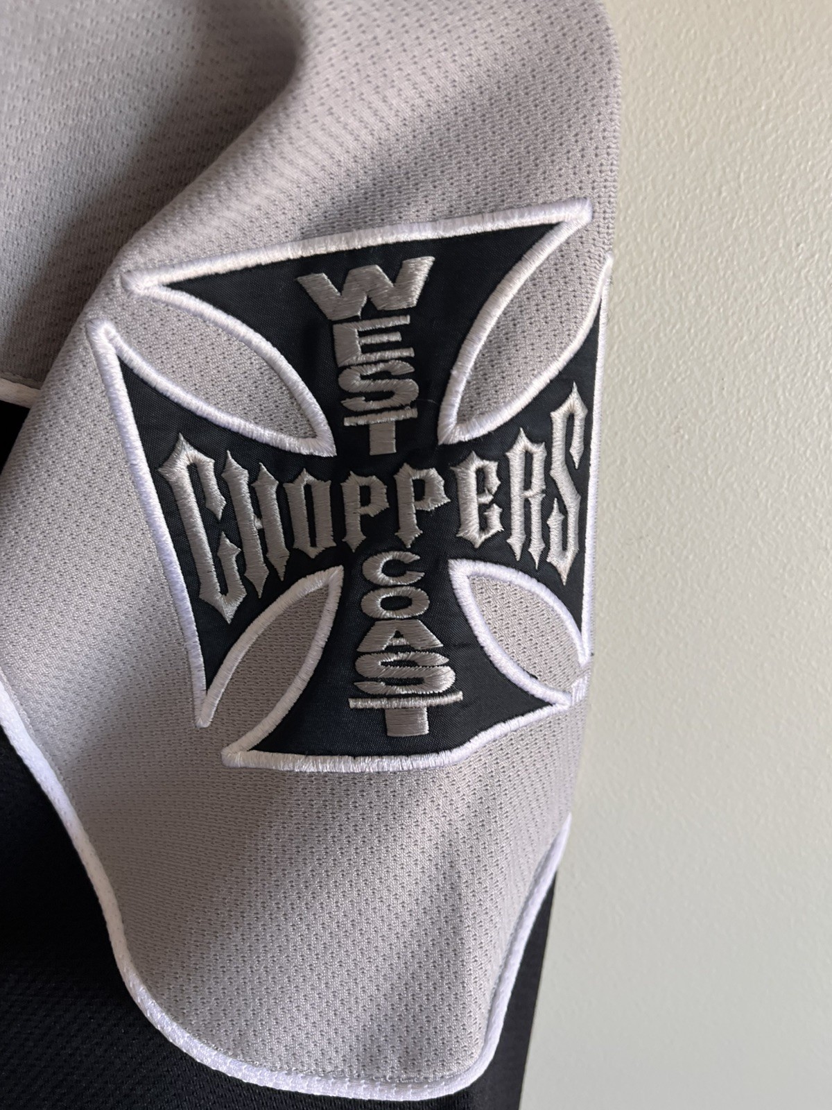 Rare West Coast Choppers Jersey Iron Cross Black White Long Beach CA XL gallery