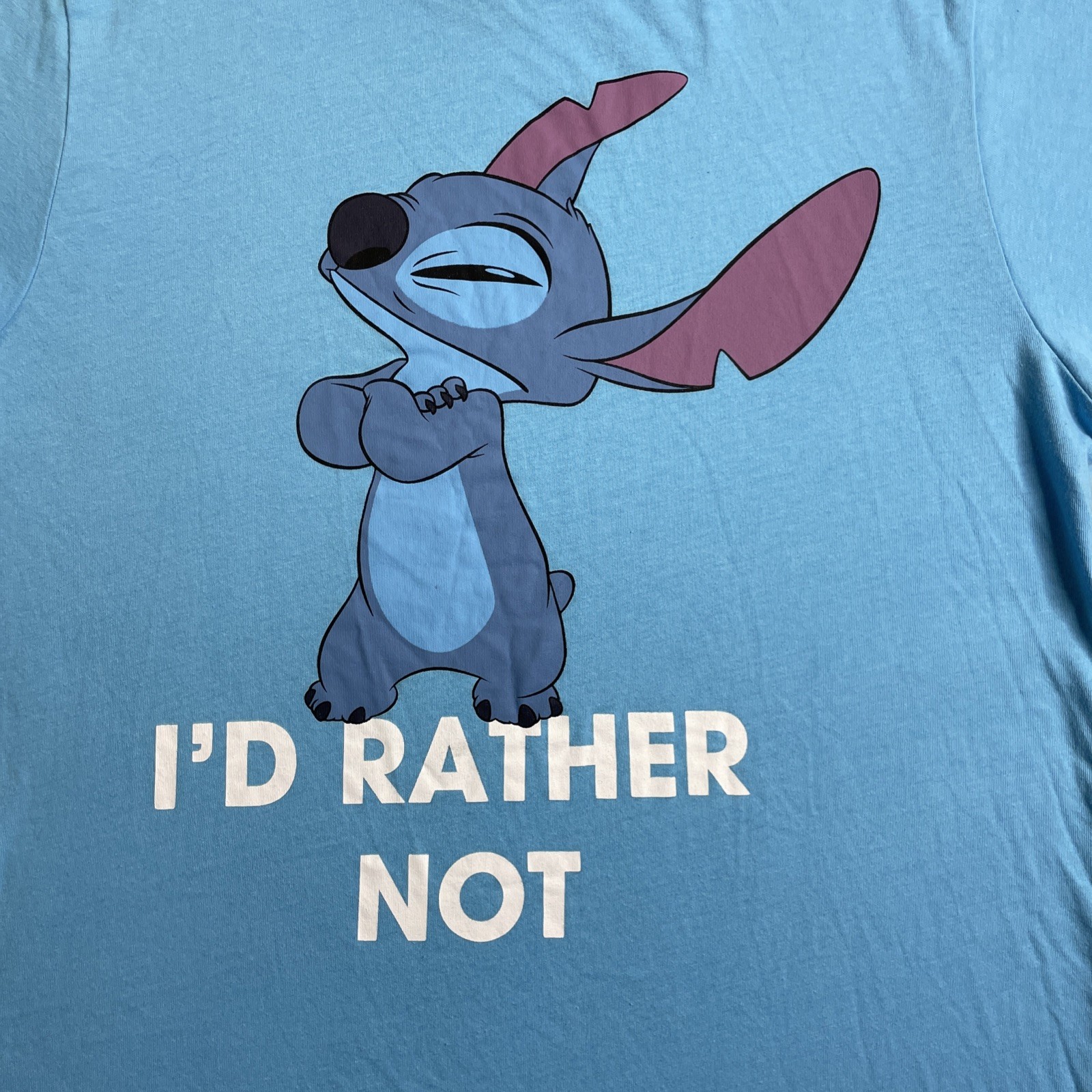 Disney Lilo & Stitch I'd Rather Not Blue Graphic T-Shirt Size Medium gallery