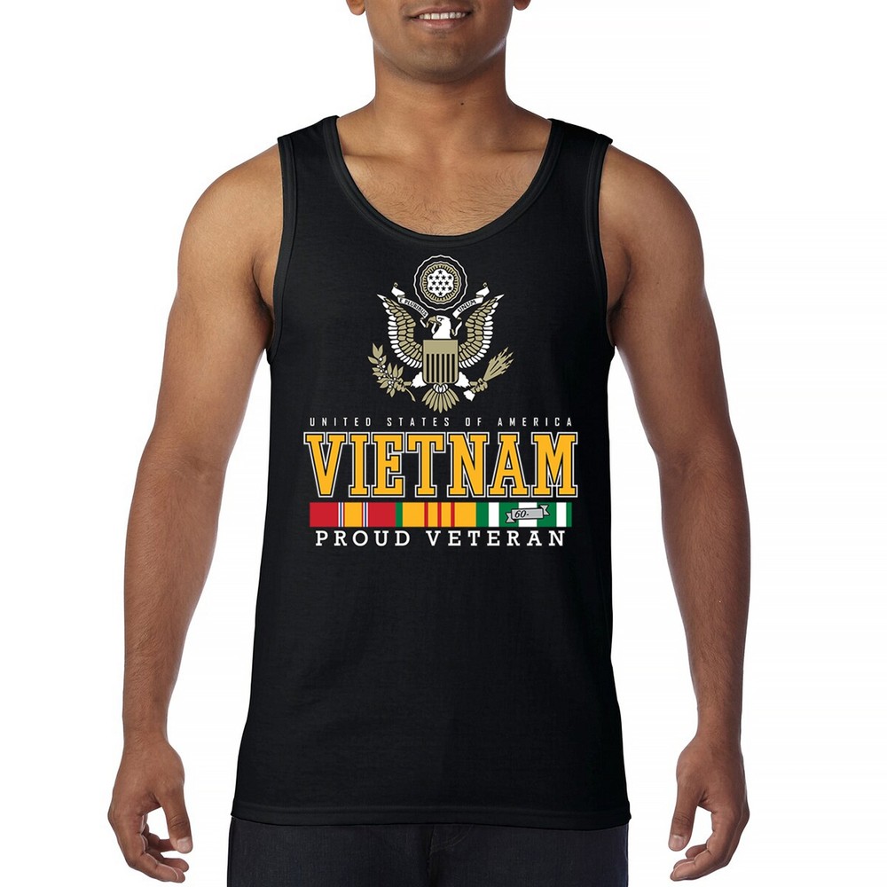 Vietnam War Proud Veteran Tank Top American Army Vet DD 214 Patriot Men’s Top