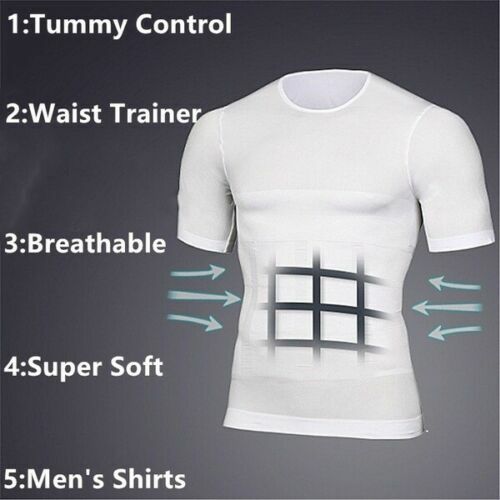 Men Slimming Body Shaper T-shirt Abs Abdomen Compression Tee Workout Tank Tops gallery