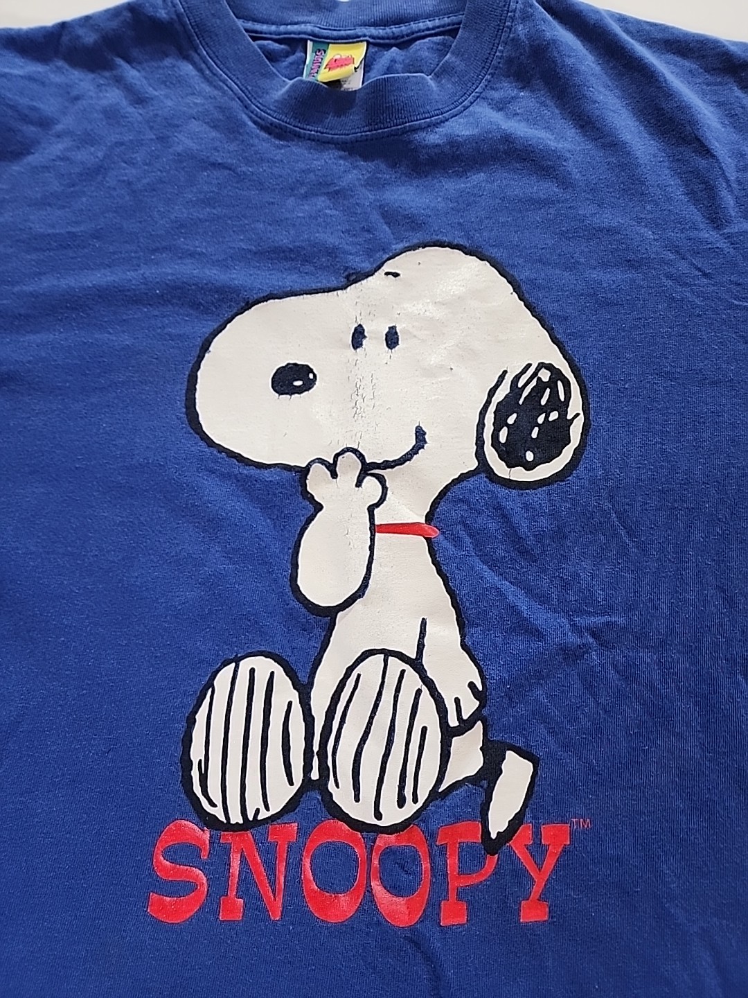 Blitzz Intl 90's Vintage T Shirt Tee Peanuts Snoopy Blue Sz Large Single Stitch gallery
