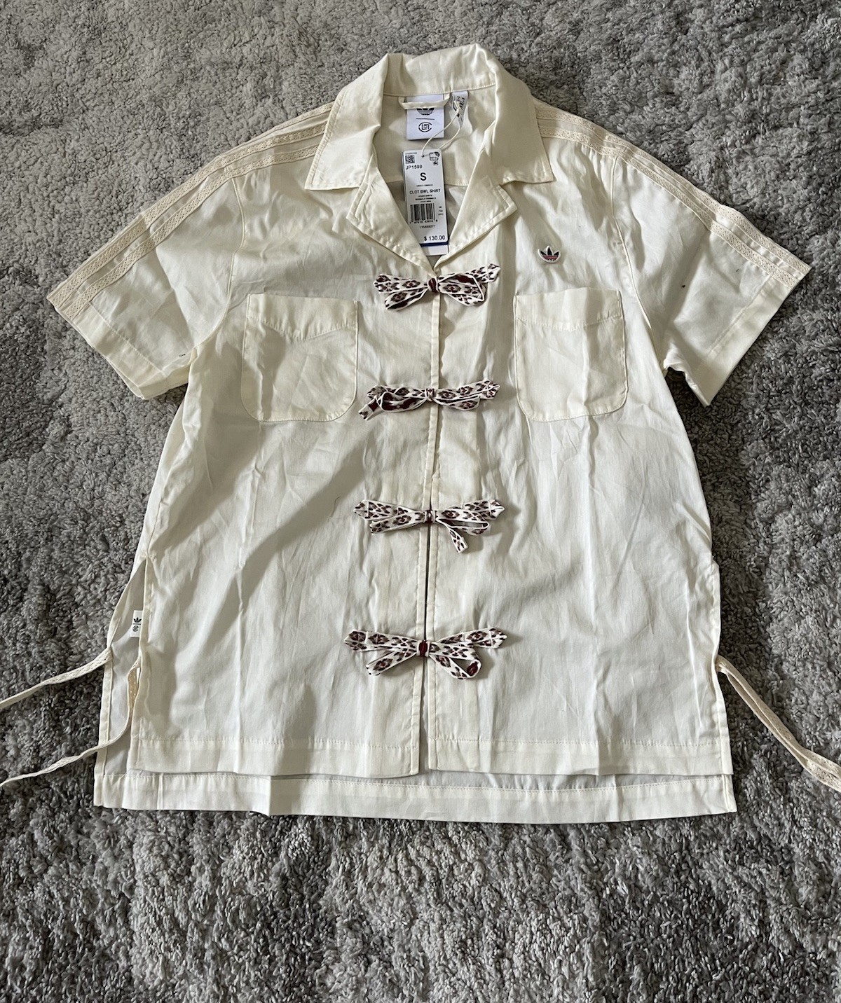 Adidas X Clot Edison Chen Bowl Shirt Cream Limited Edition JP1599 Unisex Sz 2XS gallery