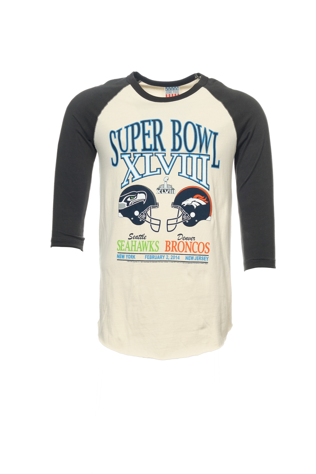 Junk Food Super Bowl XLVIII 48 Seattle Seahawks Denver Broncos T-Shirt $48