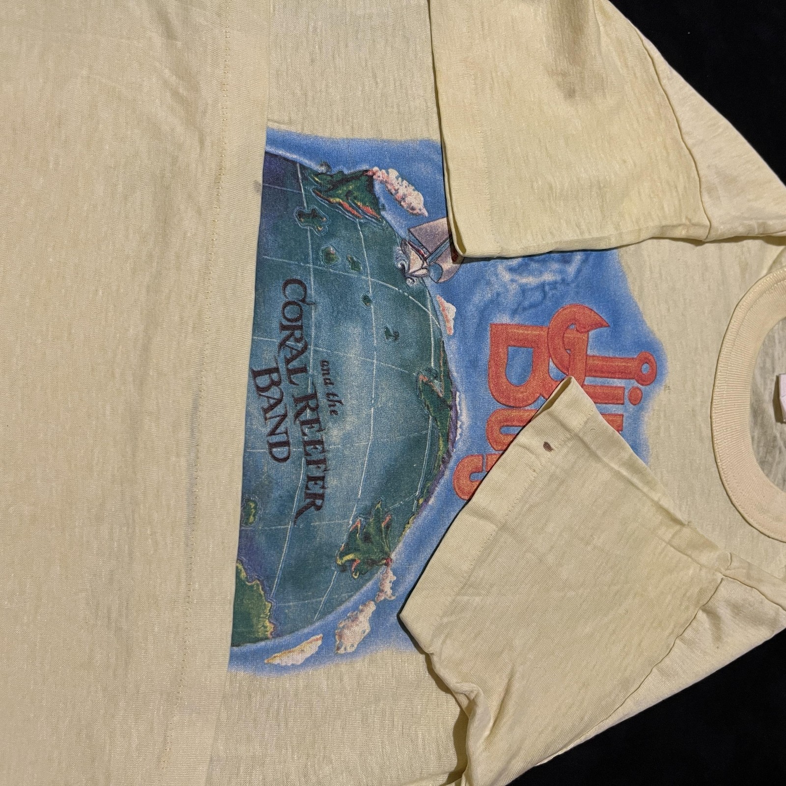Vintage Jimmy Buffett 1970s Shirt Coral Reefer Band Tour Sheer Soft Thin Yellow gallery