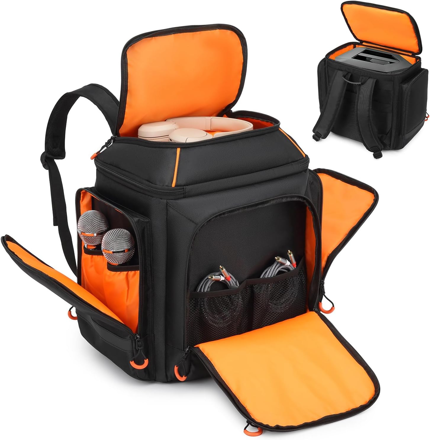 Travel Backpack for Bose S1 Pro/S1 Pro+ with Accessory Pockets, Black/Orange