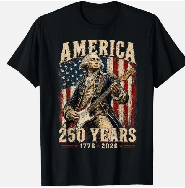 Vintage George Washington Playing Guitar 250 Years America Unisex T-Shirt gallery