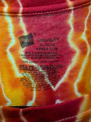 Handmade Tie Dye Mirrored Lines Red Orange XL Shirt 22″W X 30″ L
