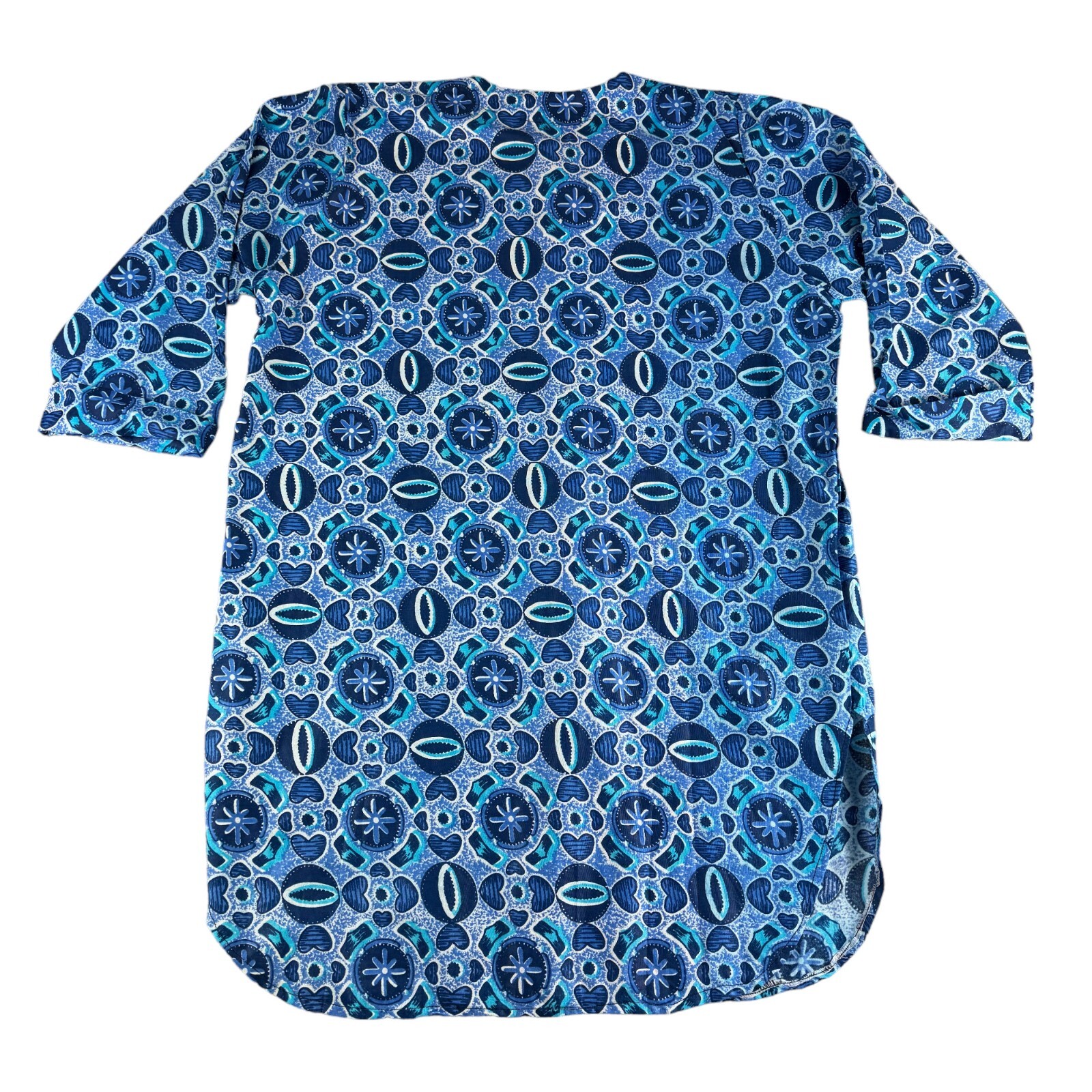 Uzuri Closet Dress Shirt Men's 2XL Blue Matina African 3/4 Sleeve Geometric NWT gallery