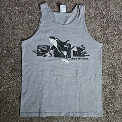 AAA Sea World Size Medium Sleeveless Tank Top w. Shamu Orca Whales
