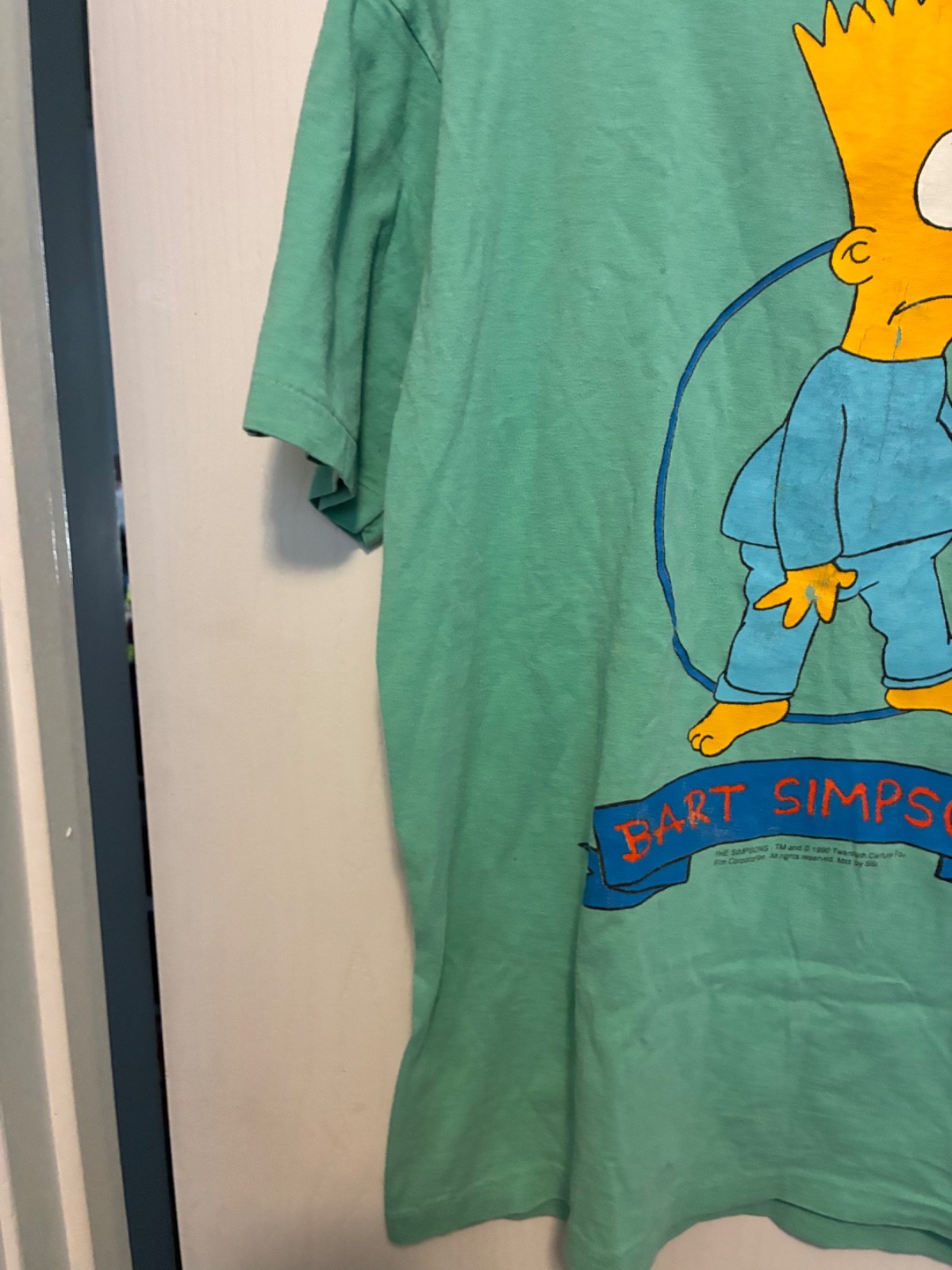 VTG Bart Simpson T Shirt 1990 Original L RARE Light Blue Single Stitch GROSS MAN gallery
