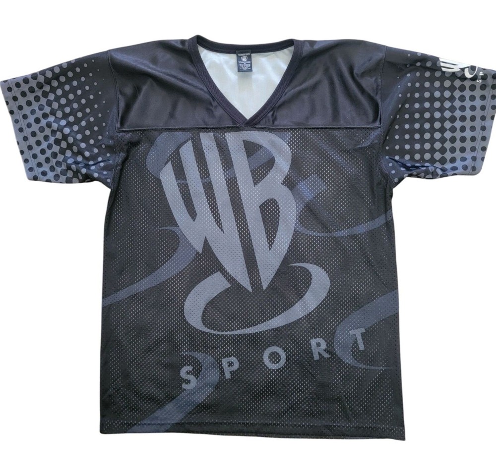 1996 Warner Bros Studio Store WB SPORT Black Mesh Athletic Jersey Men’s Sz M