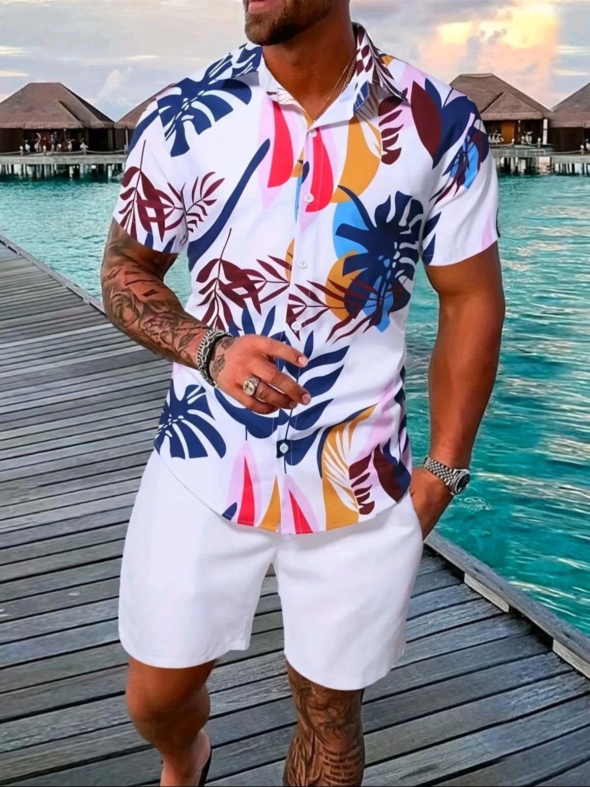 Men Summer Outfit 2-Piece Set Short Sleeve T-Shirt and Shorts Sweatsuit Set gallery