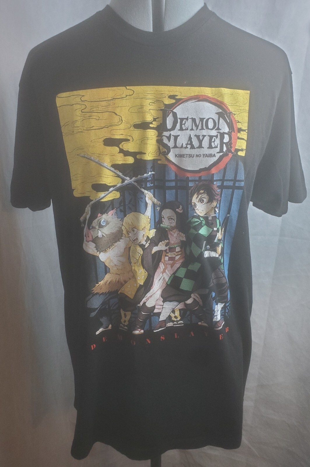 Demon Slayer Unisex Size L Black Basic Cast Cotton T-Shirt
