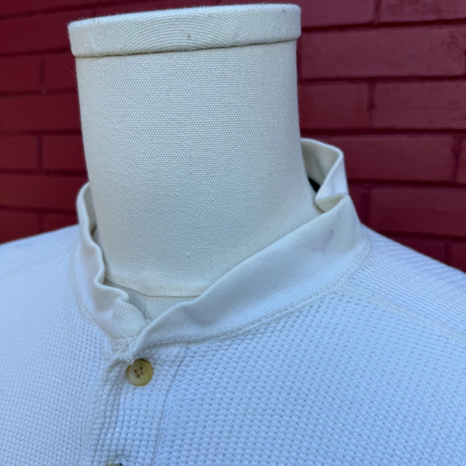 Tabasco Henley Thermal Shirt Mens Large Long Sleeve Waffle Knit Button Logo Top gallery