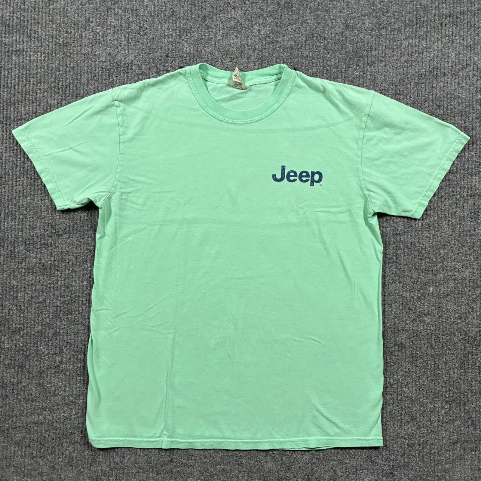 Comfort Colors Jeep Graphic Tee Mens Size L Mint Green Cotton Short Sleeve