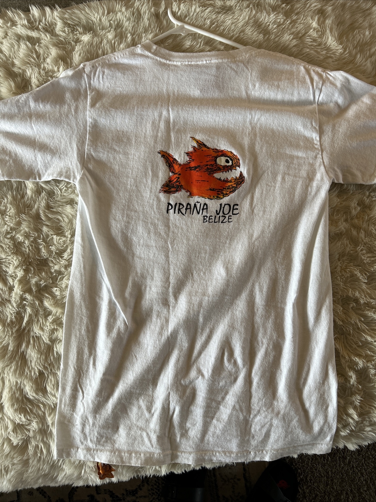 PIRANA JOE White Double-Sided Fish Cozumel Graphic T-Shirt Mexico SIZE S gallery
