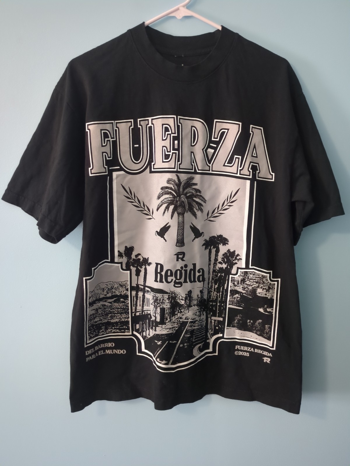 Fuerza Regida Banda T-Shirt Black MEDIUM Regional Mexican Del Barrio Graphic T