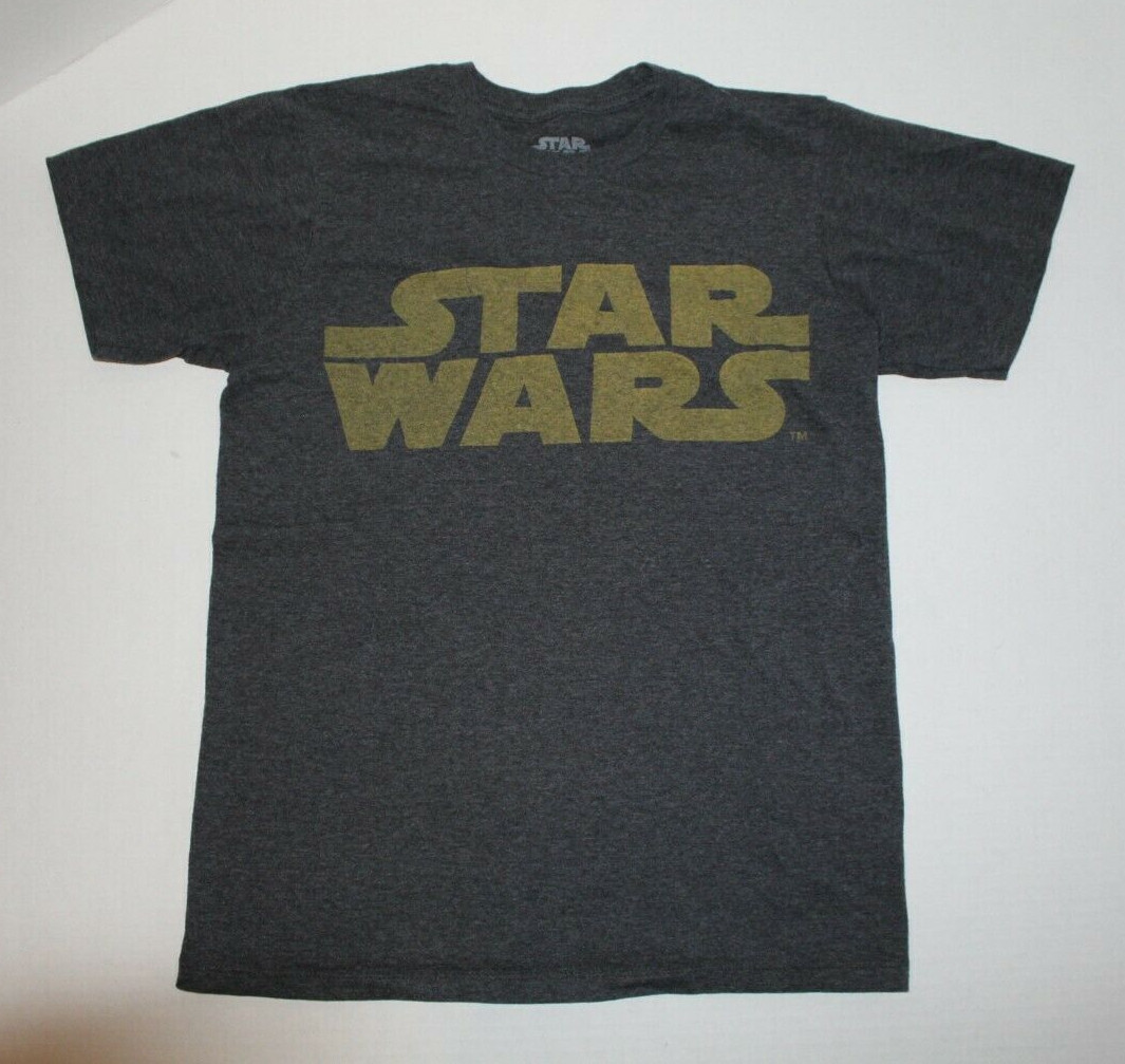 S Adult Star Wars Logo Shirt Dark Gray with Yellow Logo