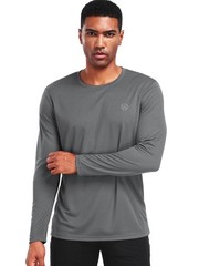 NELEUS Men’s Performance Long Sleeve Mesh T-Shirts, 3-Pack L, Black/Grey/Green