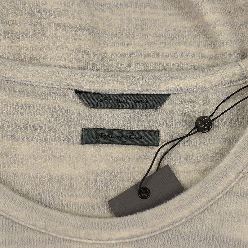 JOHN VARVATOS Light Gray Heather Textured Japanese Fabric Crew Knit Shirt XL NWT gallery