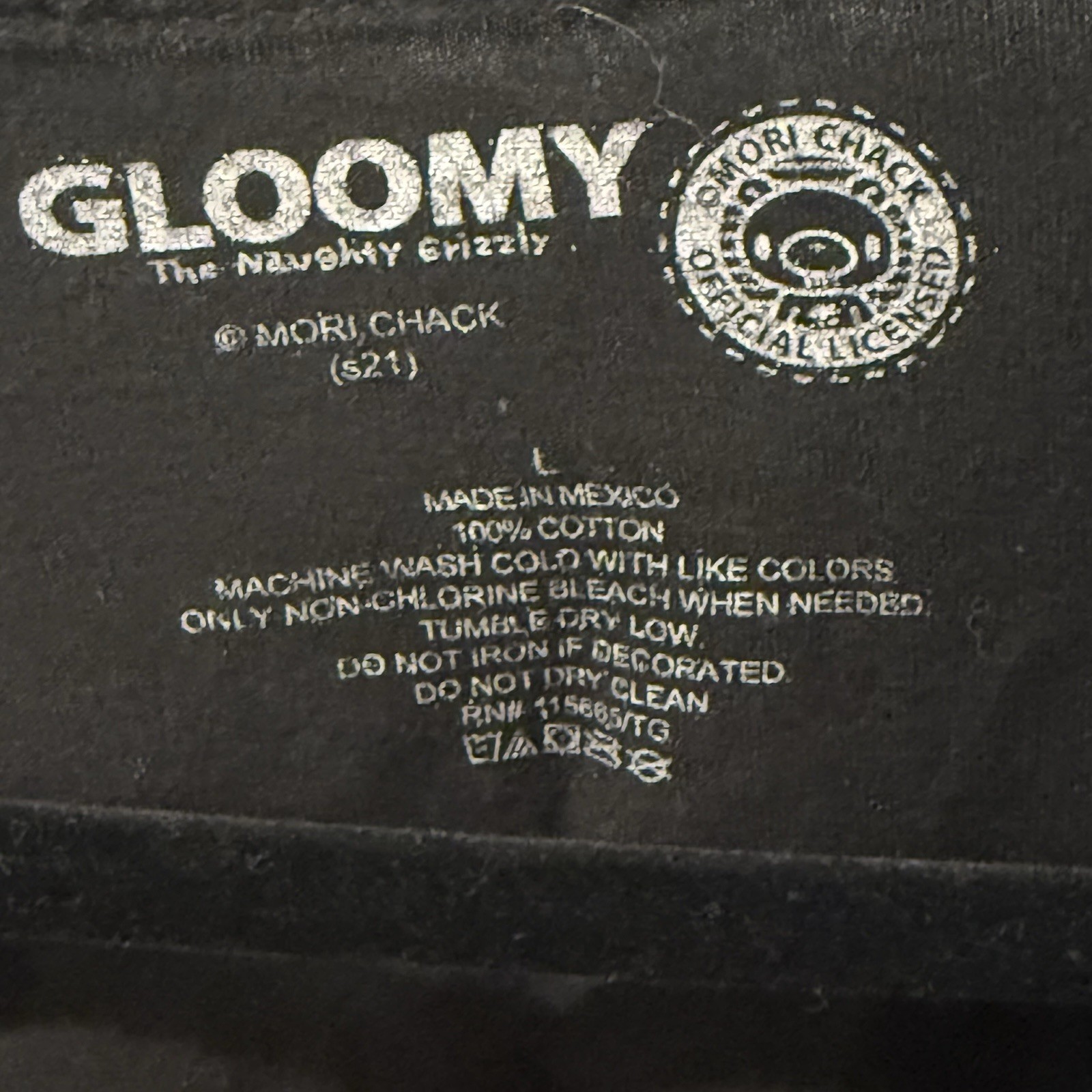 Gloomy Bear Graphic T-Shirt Black Anime Horror Tee Size L gallery
