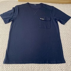 Eubi Shirt Men’s Large Single Pocket Tee Navy Blue T-Shirt Cotton Round Neck
