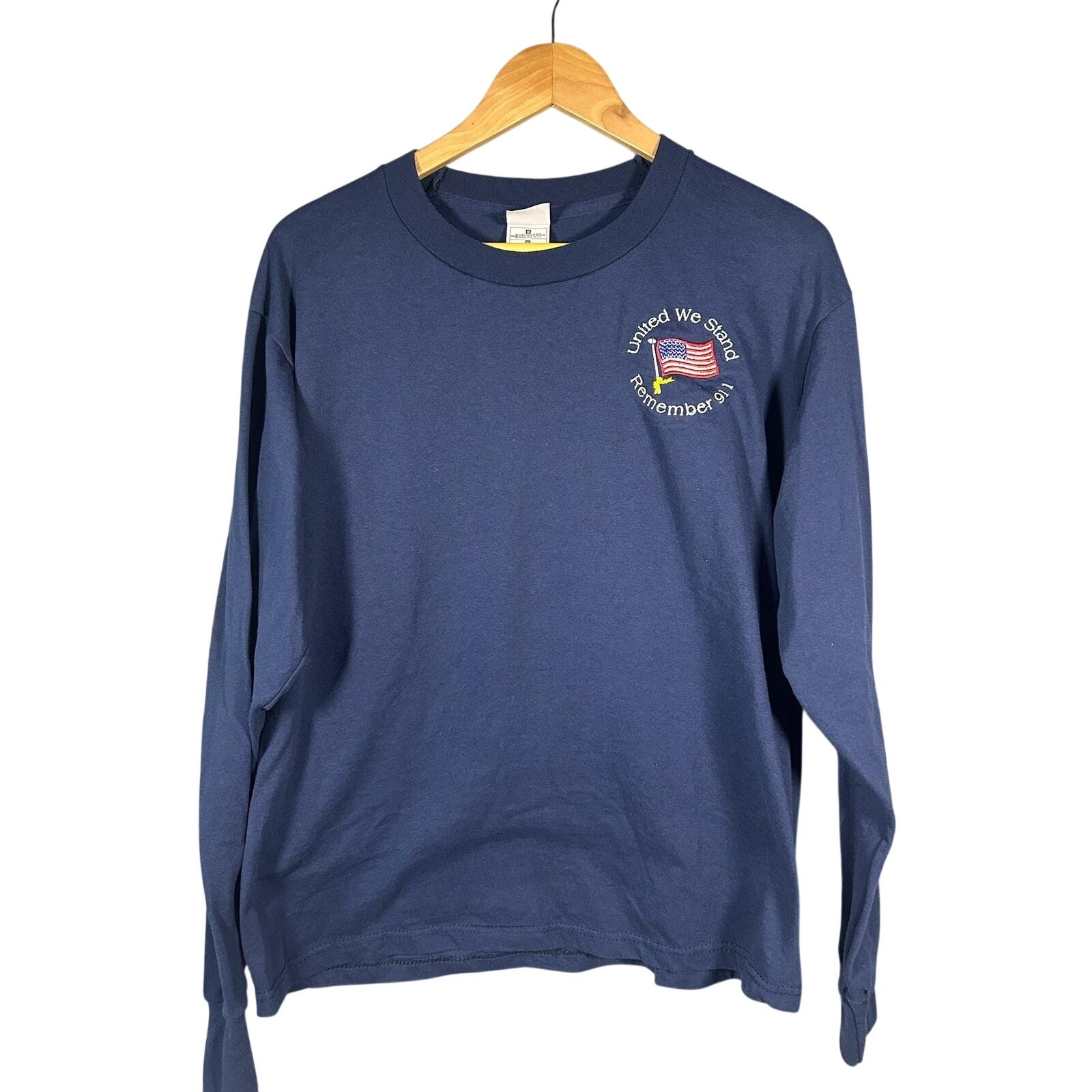 Vintage United We Stand Remember 911 Long Sleeve T Shirt Size L Navy Blue