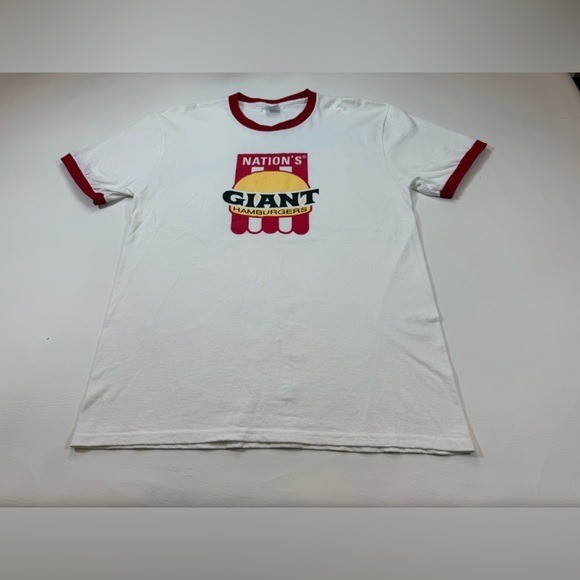 Vintage Y2K tee Nation’s giant hamburgers large red hippie festival (bin KK5) gallery